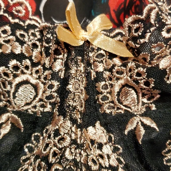 Black Mesh with Goldish accented embroidery 36DD bra. Gorgeous bra ❤️ - Picture 4 of 4